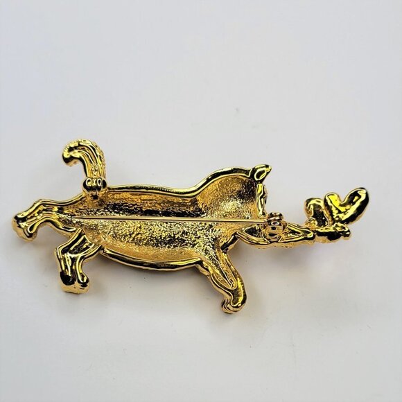 CHASING Butterfly Crystal Studded Cat Brooch Pin - Picture 4 of 6